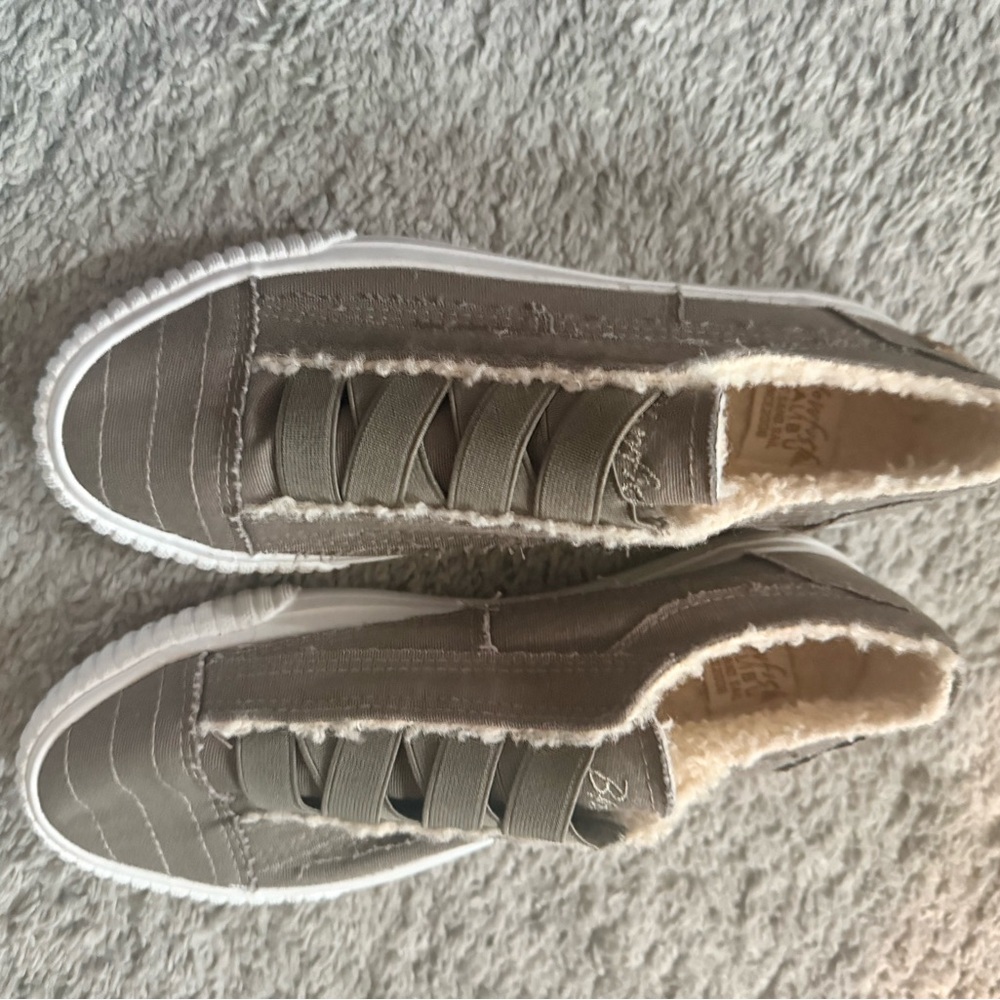 Blowfish Slip-On Sneakers in Taupe with Faux-Sherpa Trim